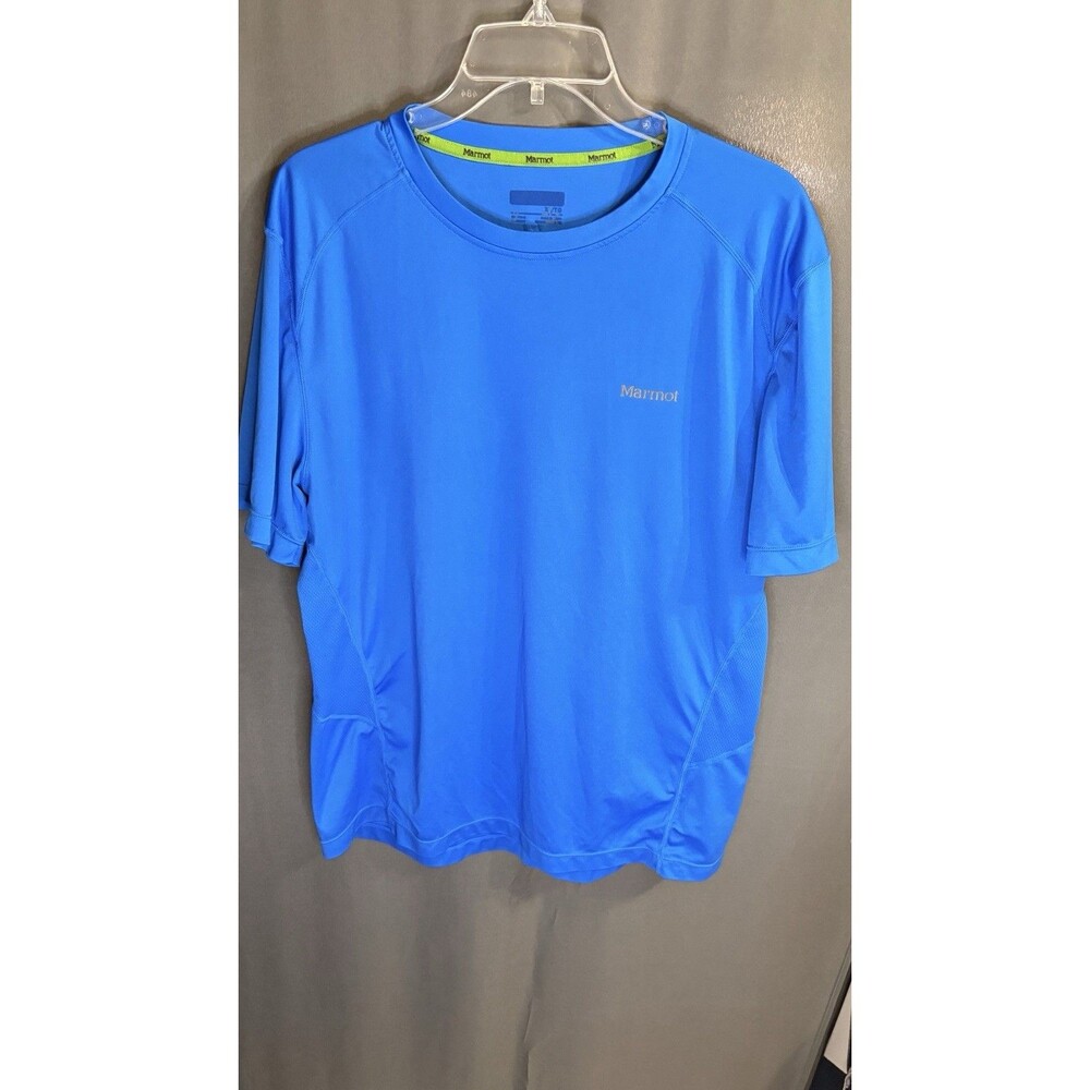 Marmot Shirt Men XL Blue Short Sleeve Polyester Athleisure Sportswear Gorpcore